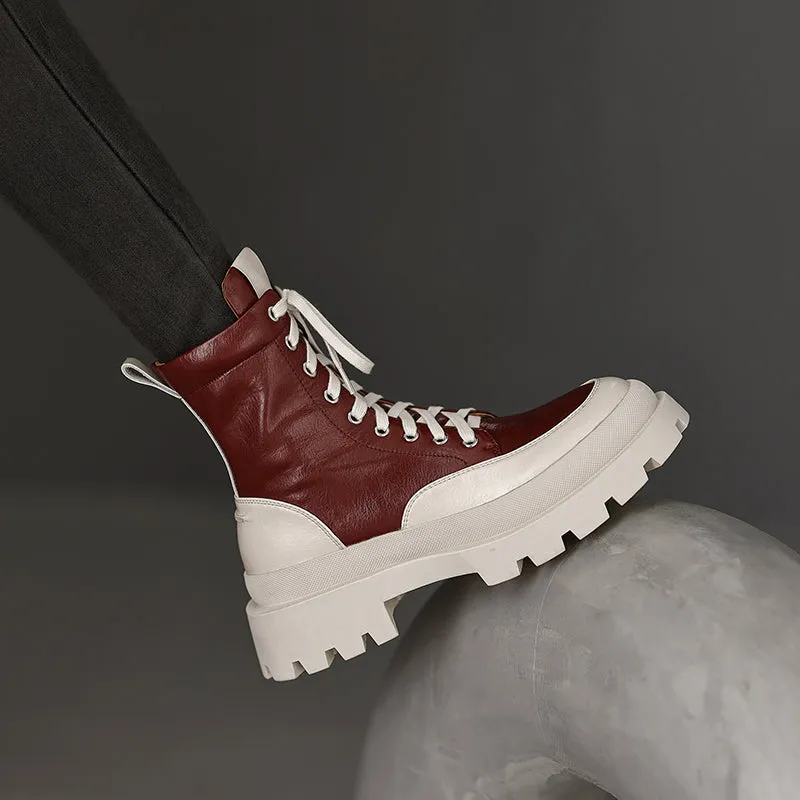 Myah Platform Combat Patchwork Boots