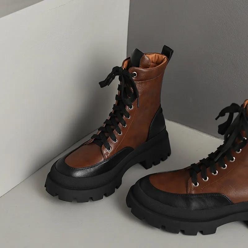 Myah Platform Combat Patchwork Boots