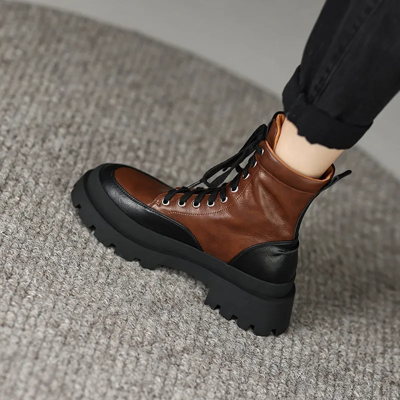 Myah Platform Combat Patchwork Boots