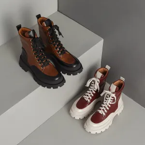 Myah Platform Combat Patchwork Boots