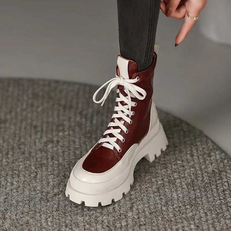 Myah Platform Combat Patchwork Boots