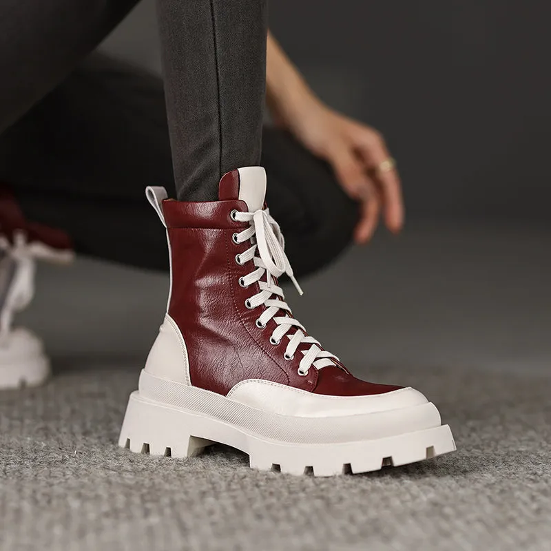 Myah Platform Combat Patchwork Boots