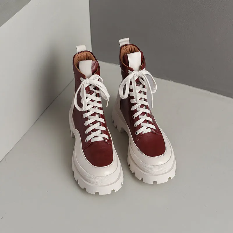 Myah Platform Combat Patchwork Boots