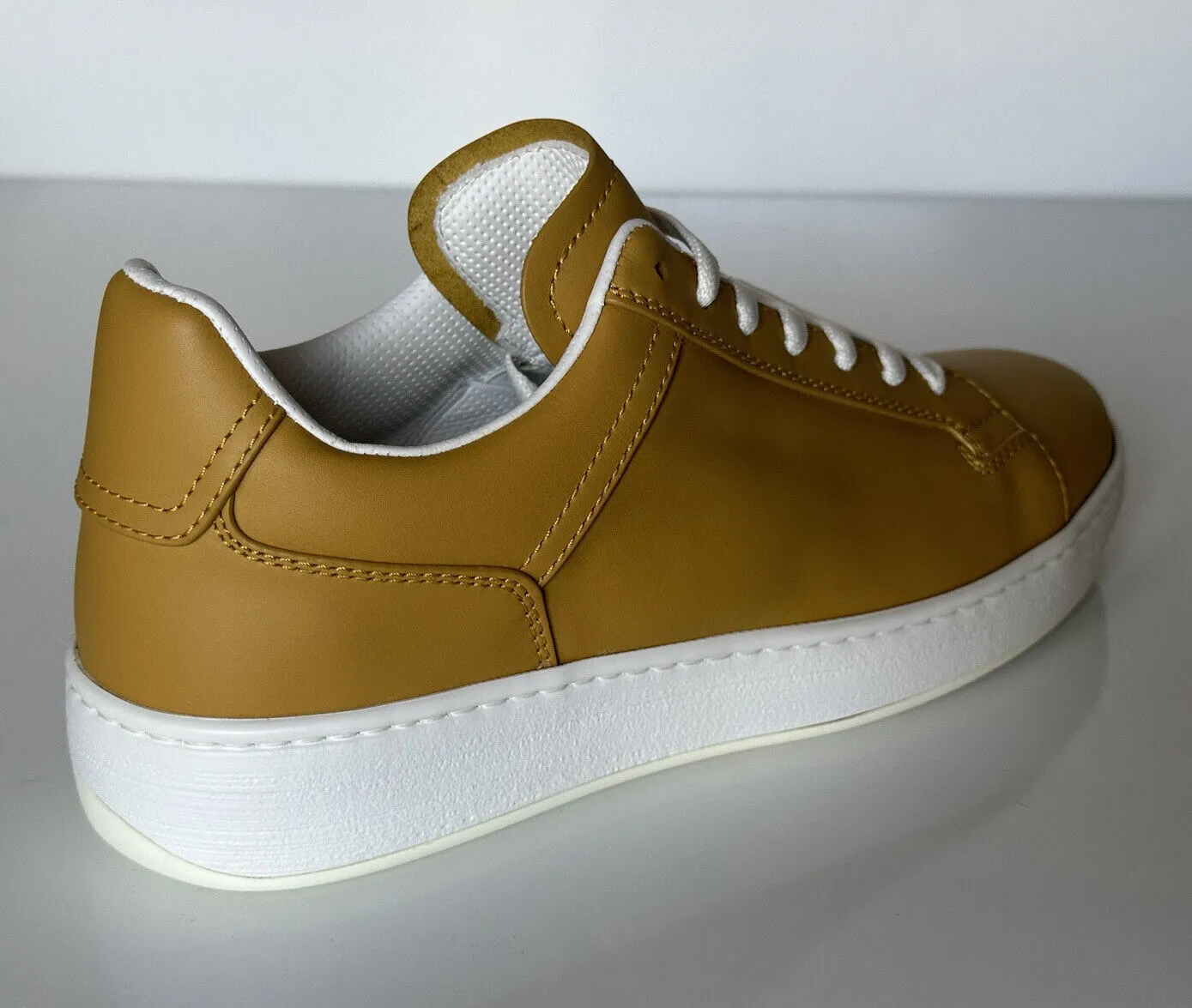 NIB $690 Bottega Veneta Calf Leather Butterscotch Sneakers 13 US (46 Eu) 578298