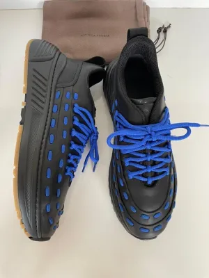 NIB $950 Bottega Veneta Mens Leather Black/Blue Sneakers 12 US (45) 578305 1014