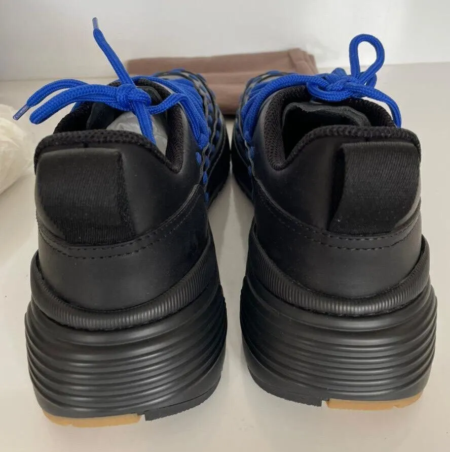 NIB $950 Bottega Veneta Mens Leather Black/Blue Sneakers 8 US (41) 578305 1014