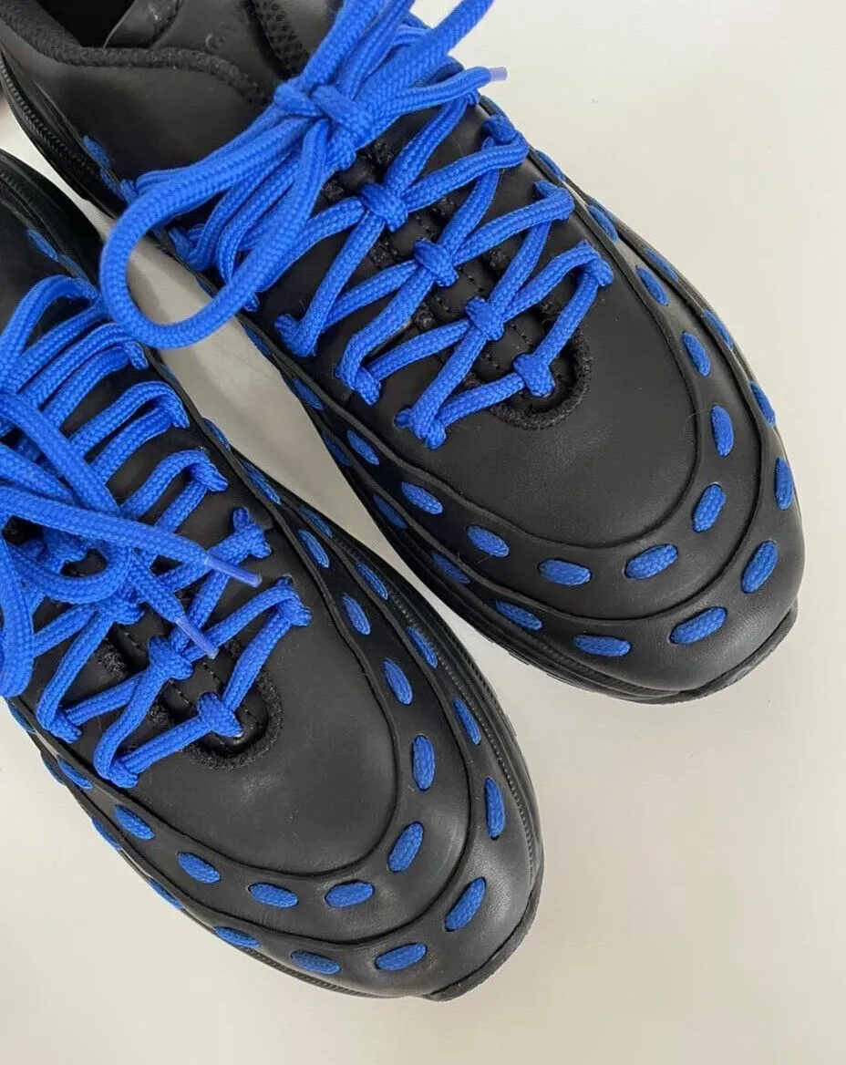 NIB $950 Bottega Veneta Mens Leather Black/Blue Sneakers 8 US (41) 578305 1014