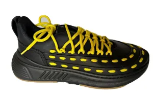 NIB $950 Bottega Veneta Mens Leather Black/Yellow Sneakers 7 US 578305 1013