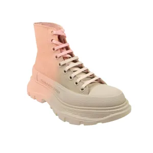 NIB ALEXANDER MCQUEEN Pink & Grey Two Tone Tread Combat Boots Size 7/37 $790