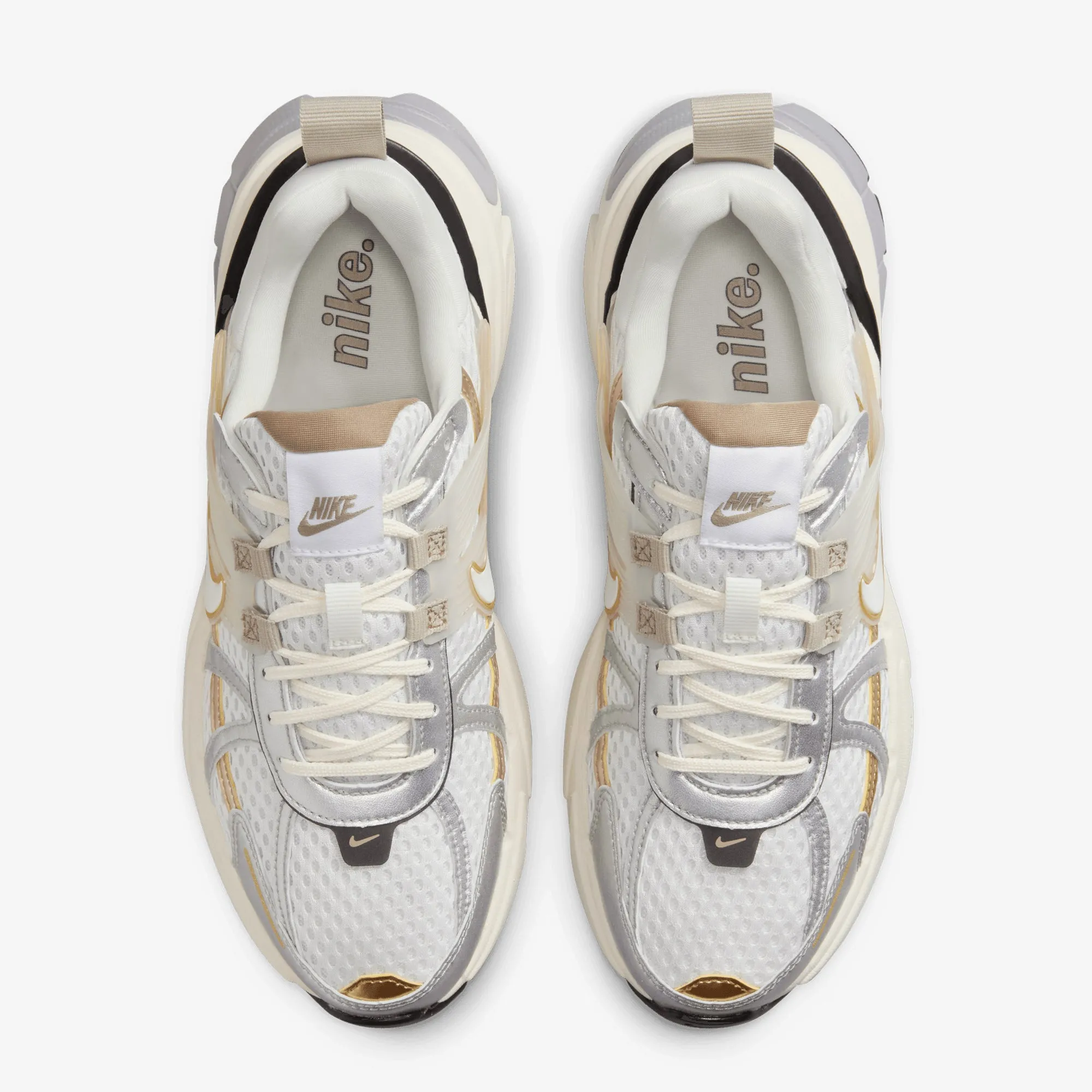 NIKE | WMN'S V2K RUN { WHITE/WHITE-KHAKI-METALLIC SILVER