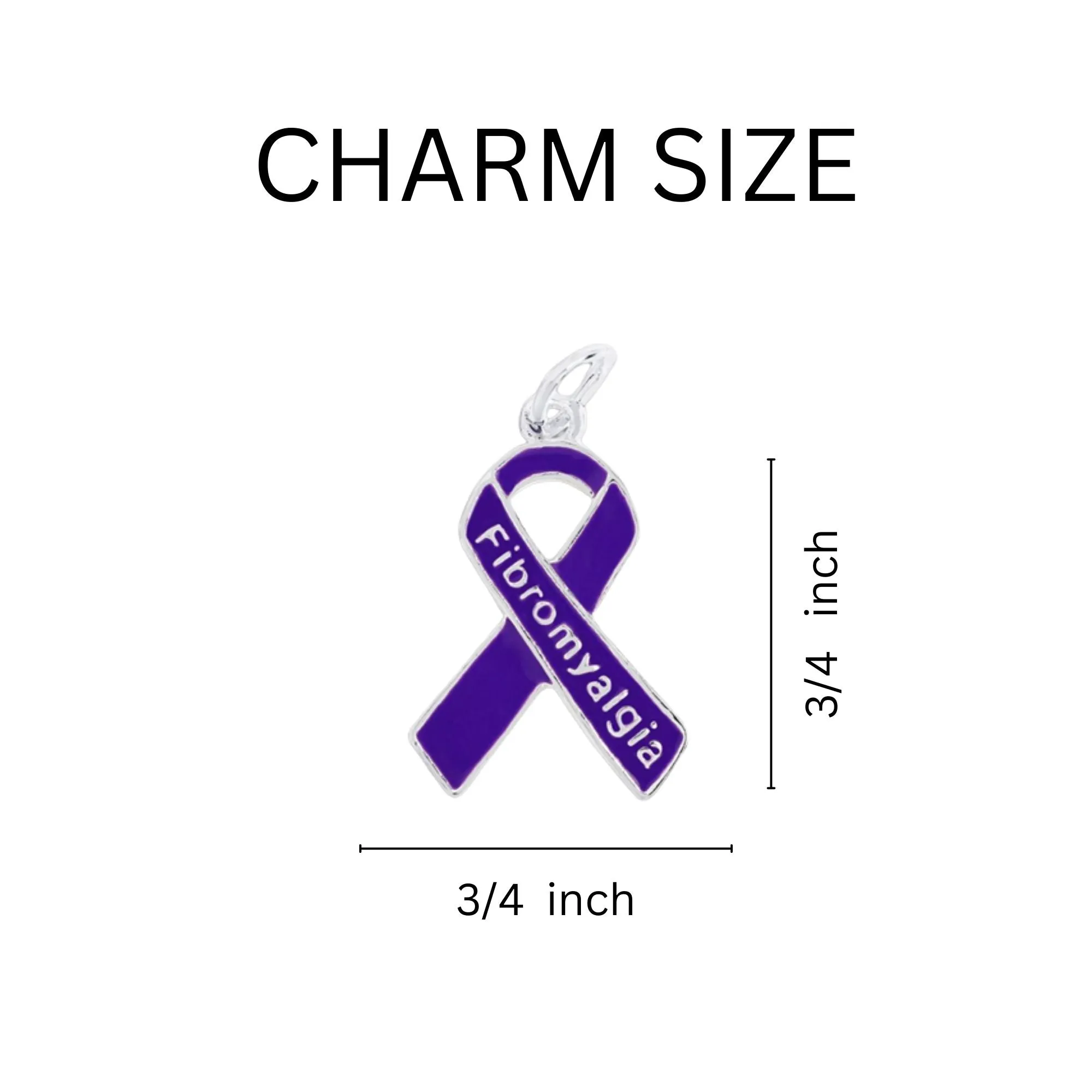 Purple Ribbon Fibromyalgia Awareness Chunky Charm Bracelets