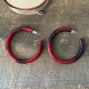 Red Resin Hoop Earrings