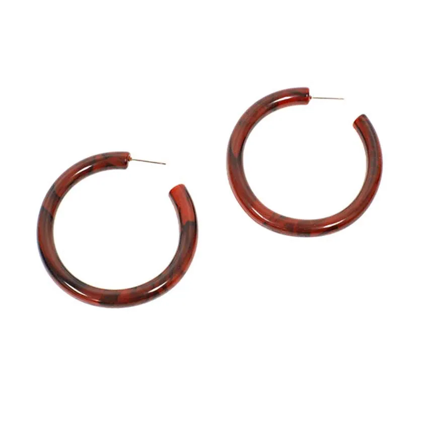Red Resin Hoop Earrings