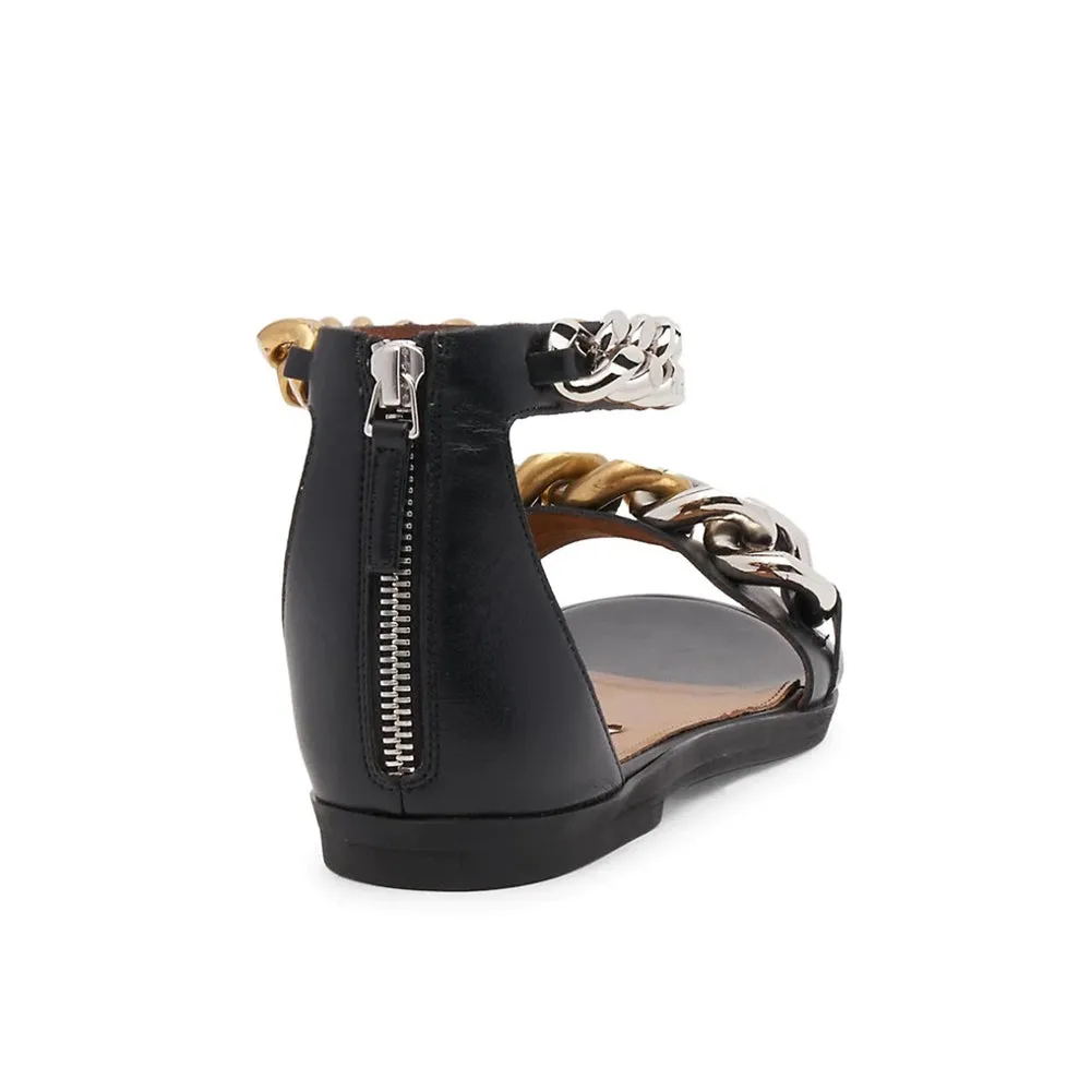 Stella McCartney Women's Falabella Two-Tone Chain-Embellished Sandals Black
