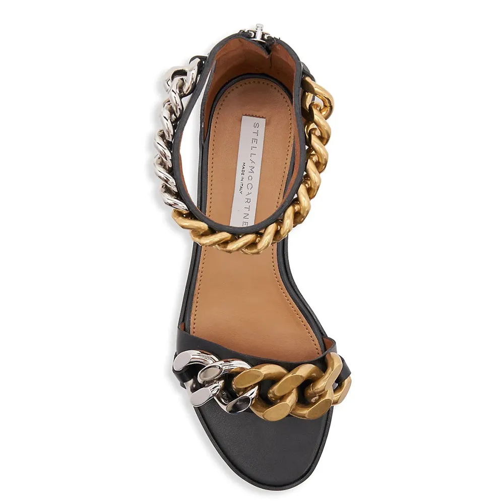 Stella McCartney Women's Falabella Two-Tone Chain-Embellished Sandals Black