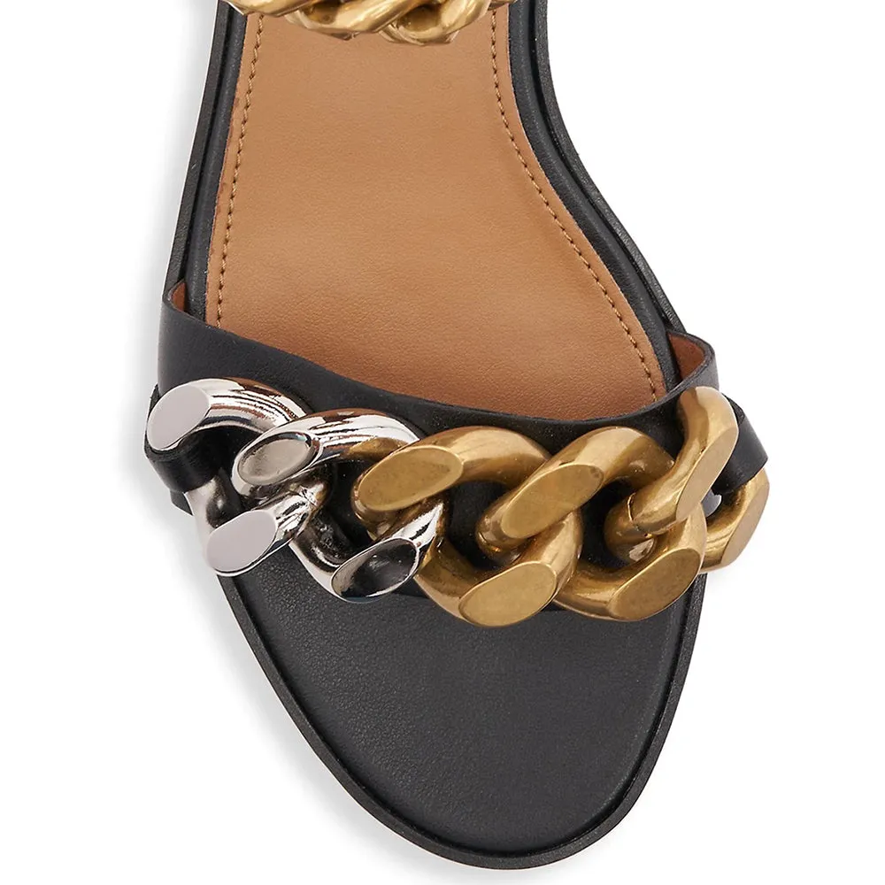 Stella McCartney Women's Falabella Two-Tone Chain-Embellished Sandals Black
