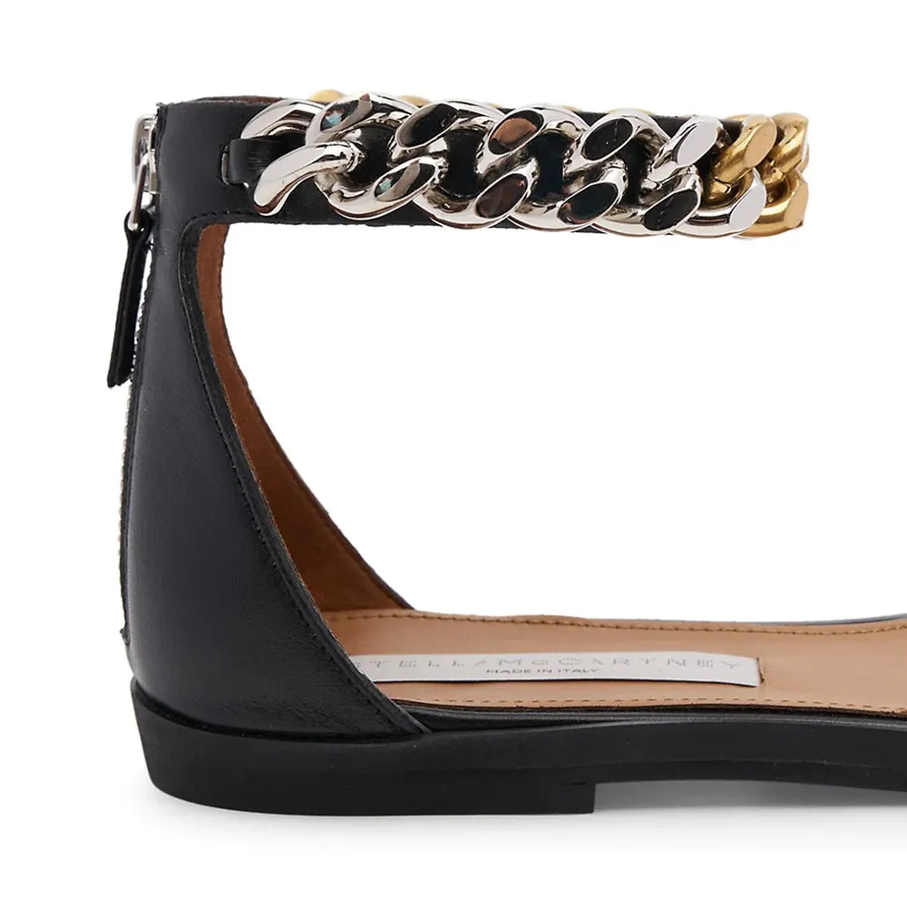 Stella McCartney Women's Falabella Two-Tone Chain-Embellished Sandals Black