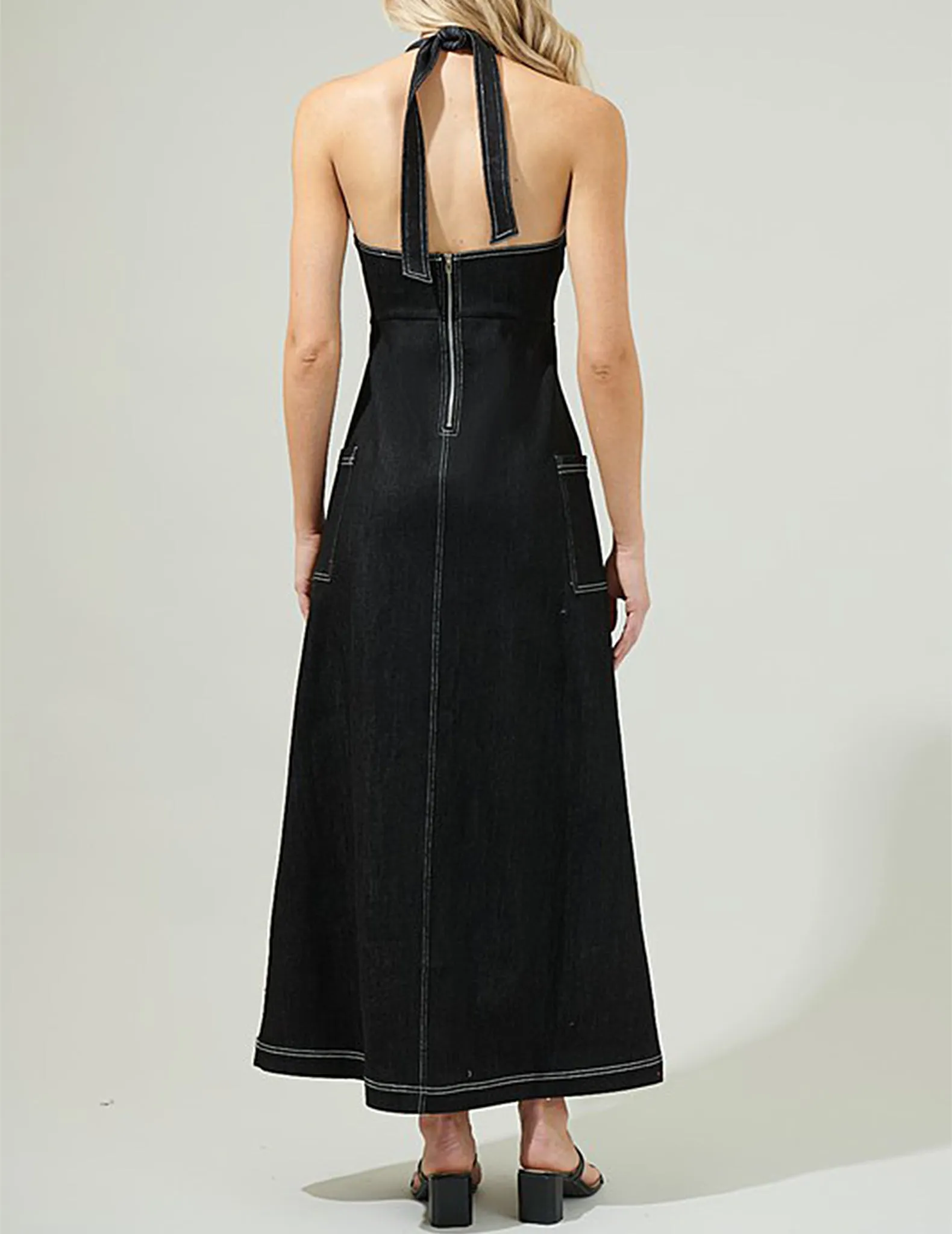 Sulema Black Cotton Halter Dress