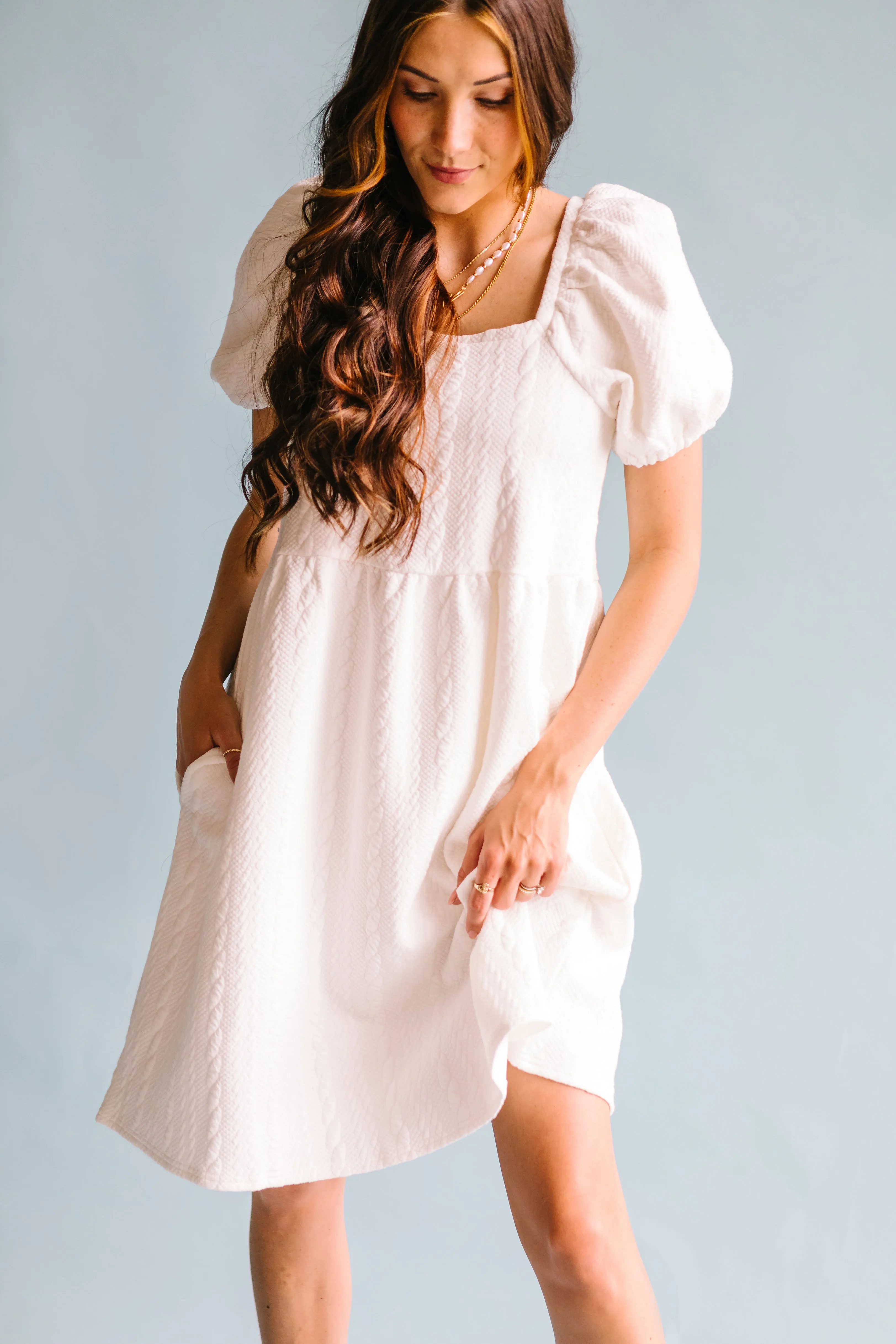 Summer Love Jacquard Knit Dress // Ivory