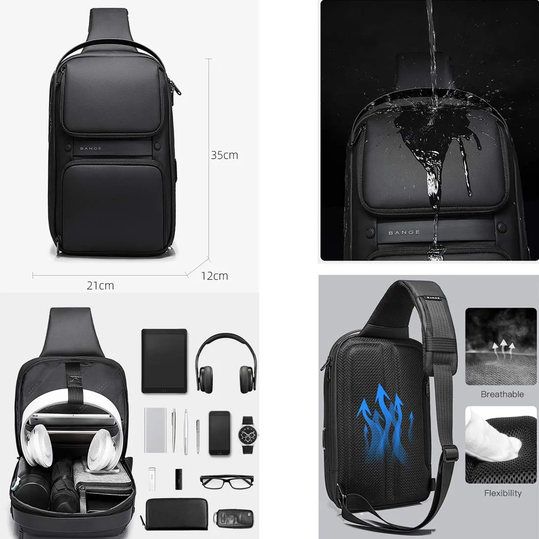 The Clownfish Men's and Women's Sling Bag (Black)