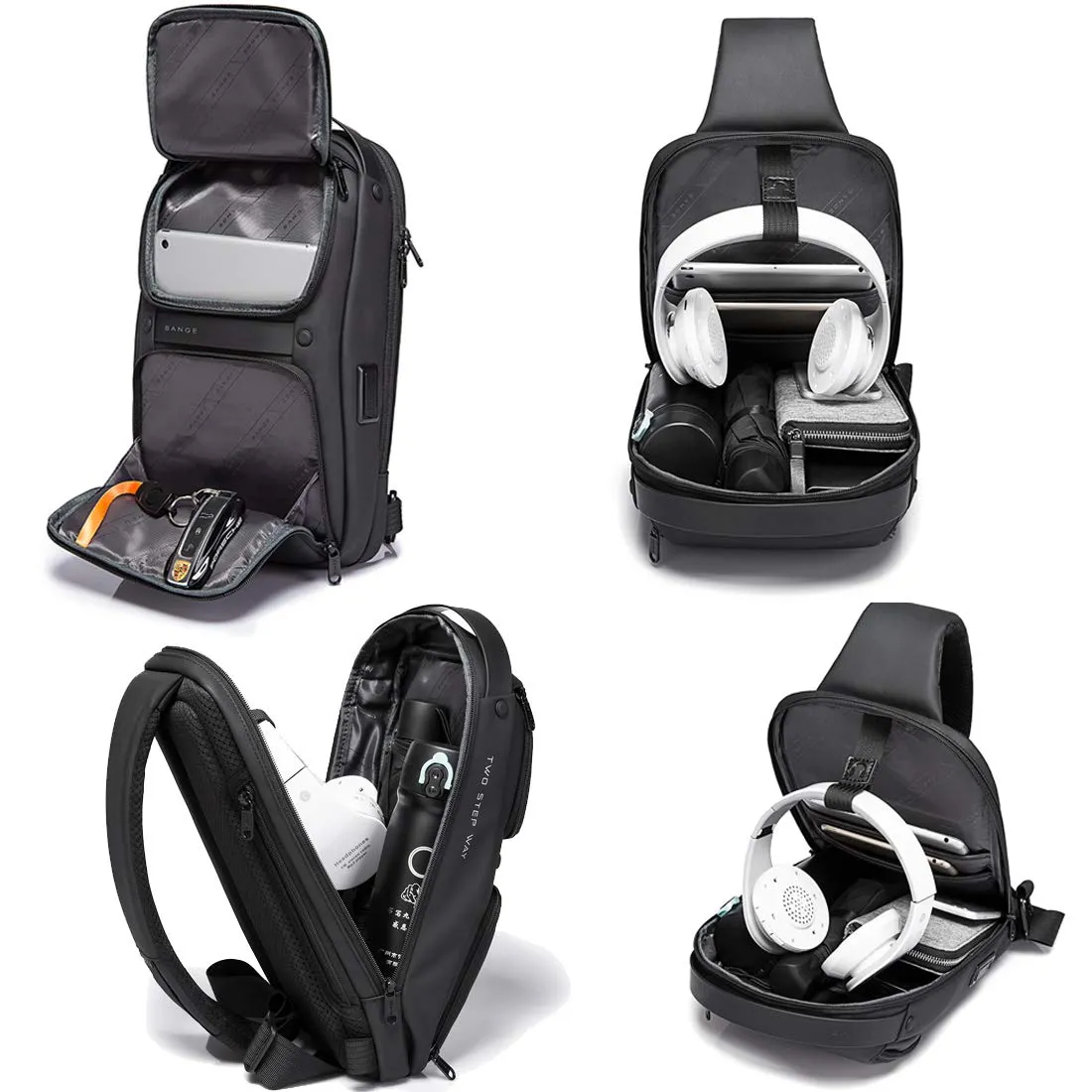The Clownfish Men's and Women's Sling Bag (Black)