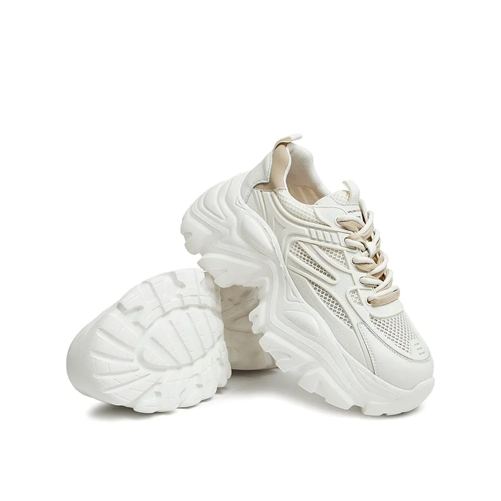 Two Tone Letter Graphic Lace-up Front Chunky Sneakers