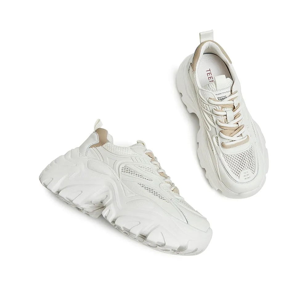 Two Tone Letter Graphic Lace-up Front Chunky Sneakers