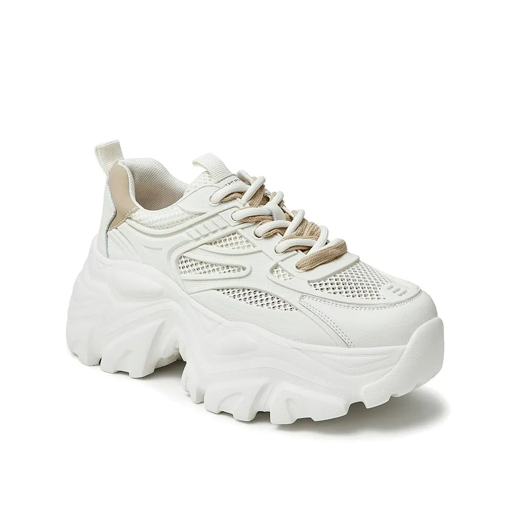 Two Tone Letter Graphic Lace-up Front Chunky Sneakers