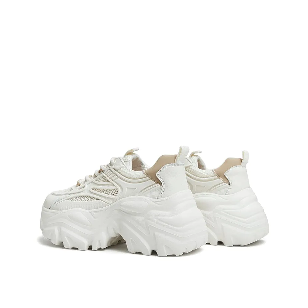 Two Tone Letter Graphic Lace-up Front Chunky Sneakers