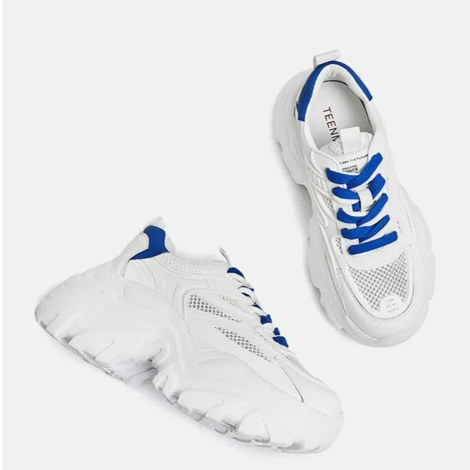 Two Tone Letter Graphic Lace-up Front Chunky Sneakers