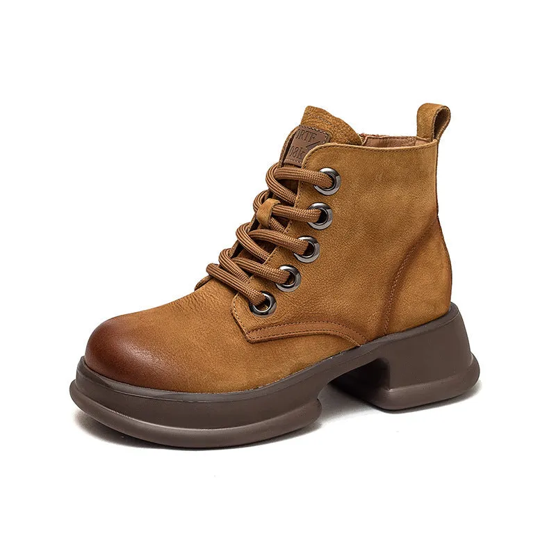 Women Autumn Retro Chunky Platform Combat Boots