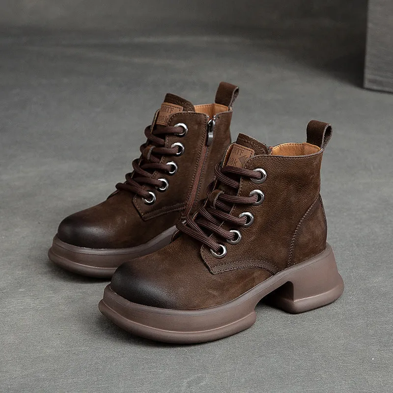 Women Autumn Retro Chunky Platform Combat Boots