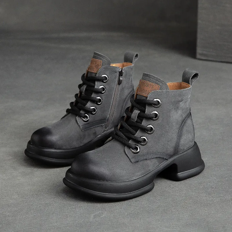 Women Autumn Retro Chunky Platform Combat Boots
