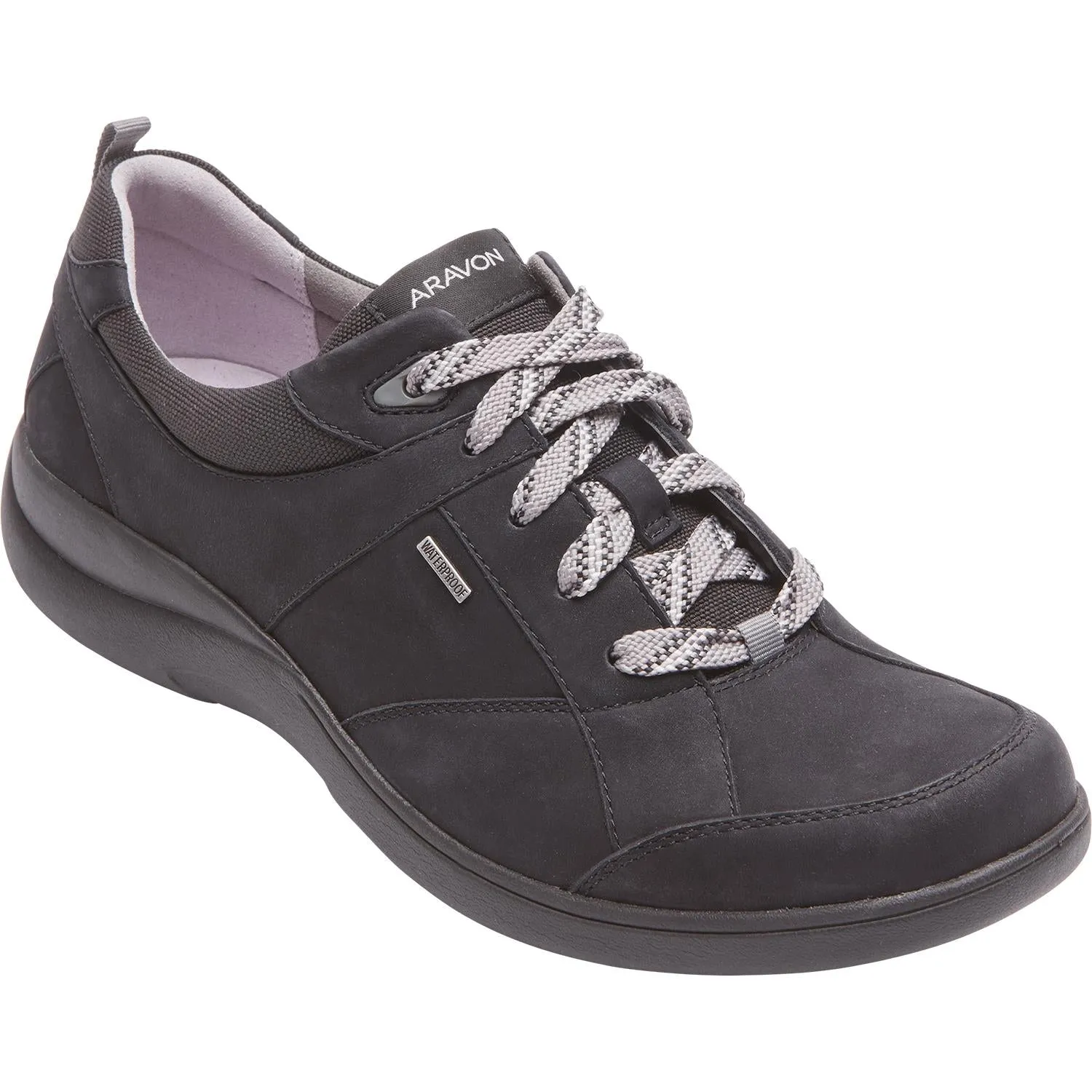 Women's Aravon Rev Stridarc Waterproof Lace Up Black Nubuck