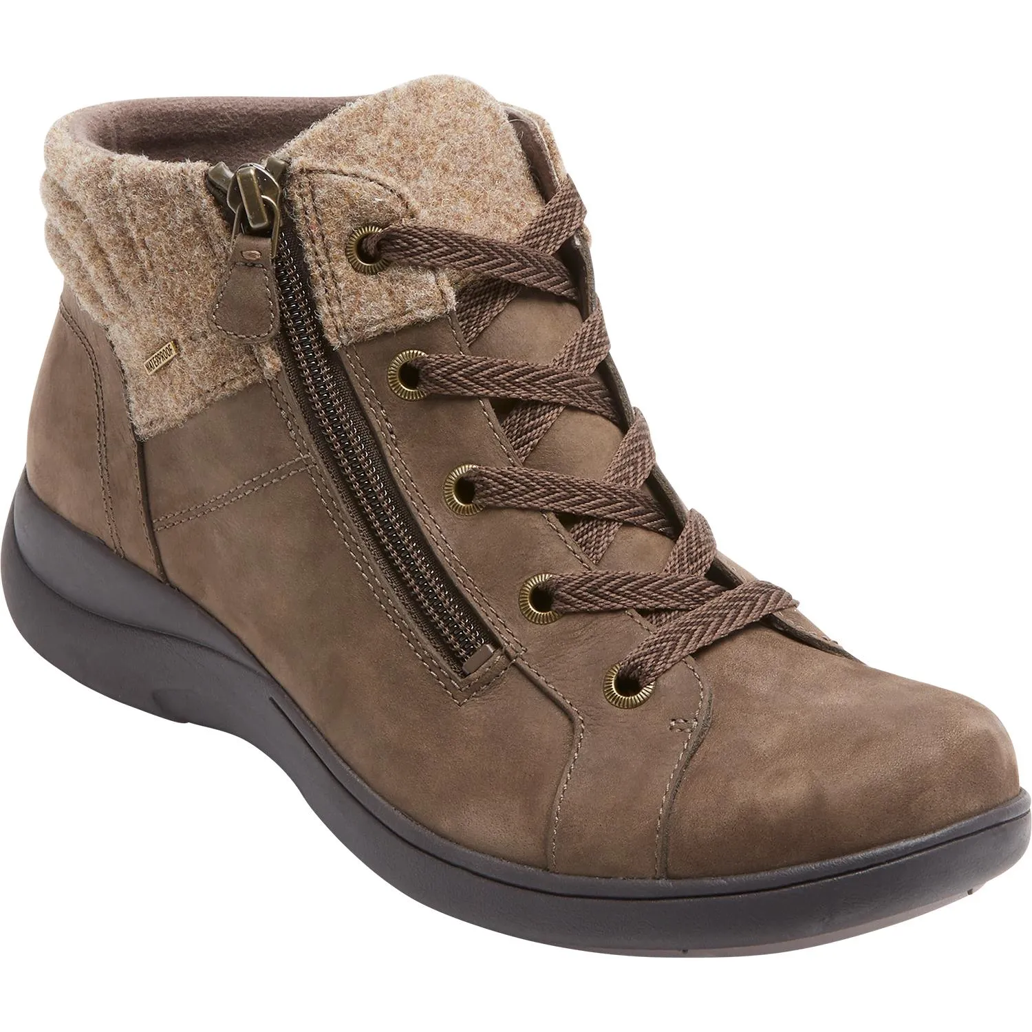 Women's Aravon Rev Stridarc Waterproof Low Boot Brown Nubuck
