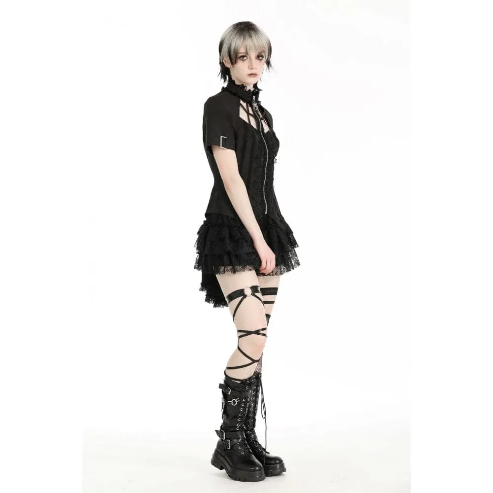 Women's Punk Irregular Stand Collar Shirt