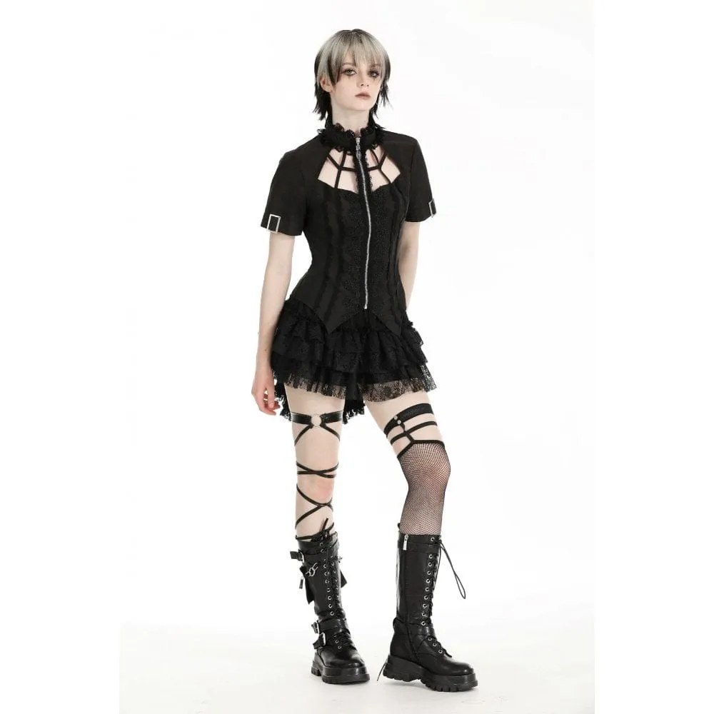 Women's Punk Irregular Stand Collar Shirt
