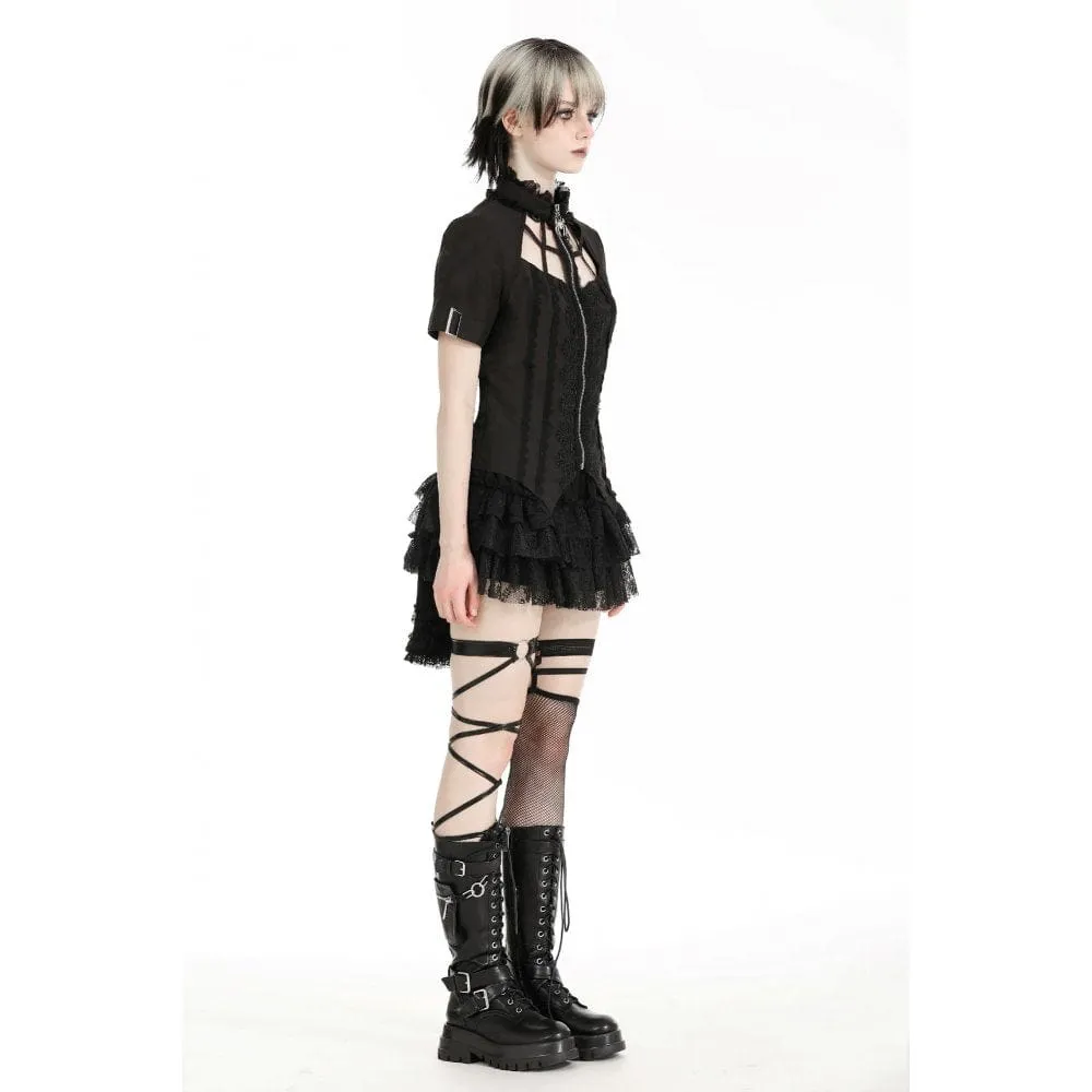 Women's Punk Irregular Stand Collar Shirt