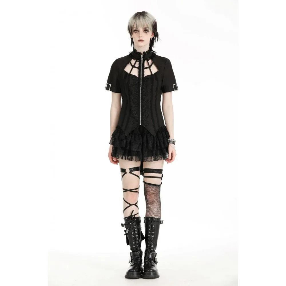 Women's Punk Irregular Stand Collar Shirt