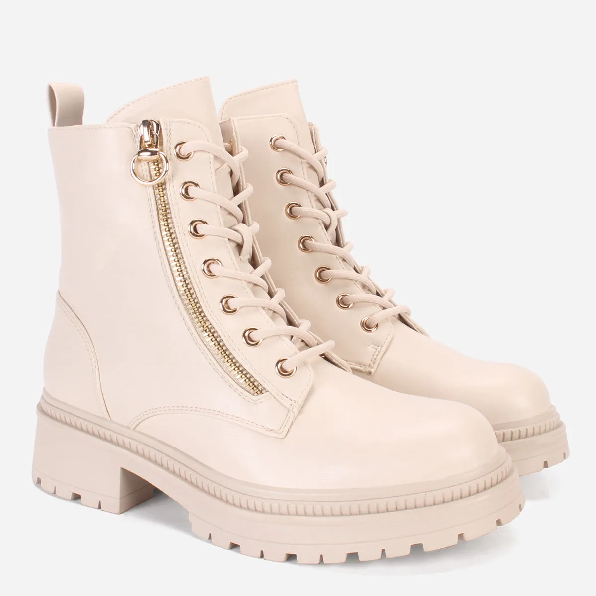 Womens "ARMANI" Lace Up Zipper Winter Boots