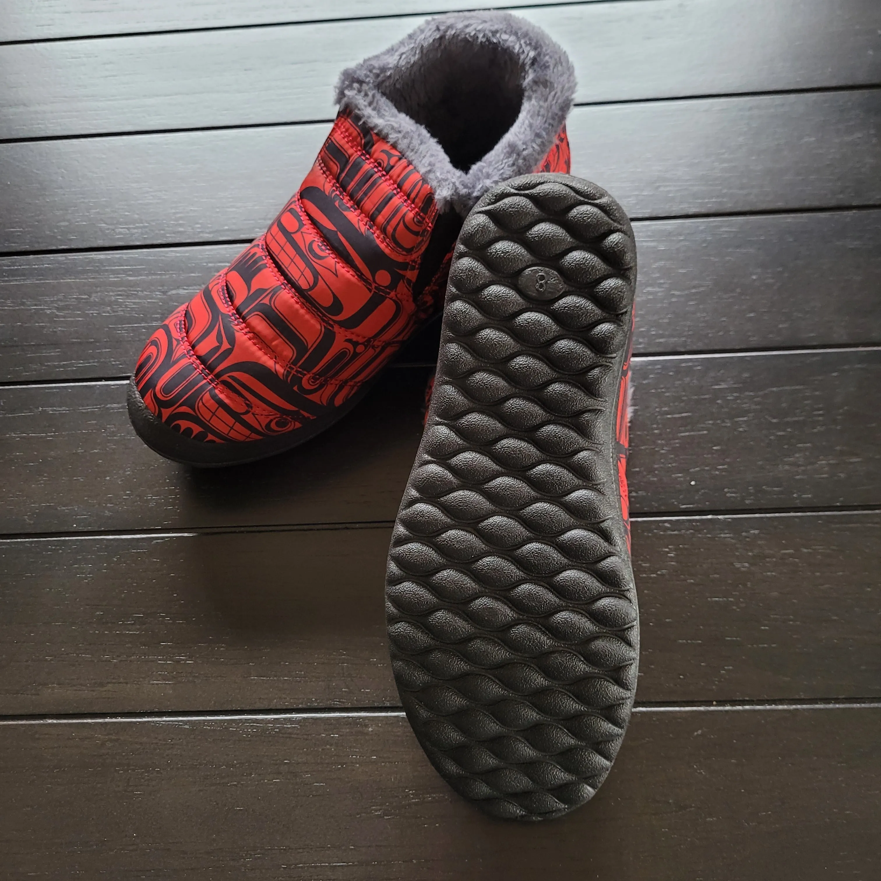 Women's Slip On Shoes, 'Tradition' artwork by Native artist, Ryan Cranmer